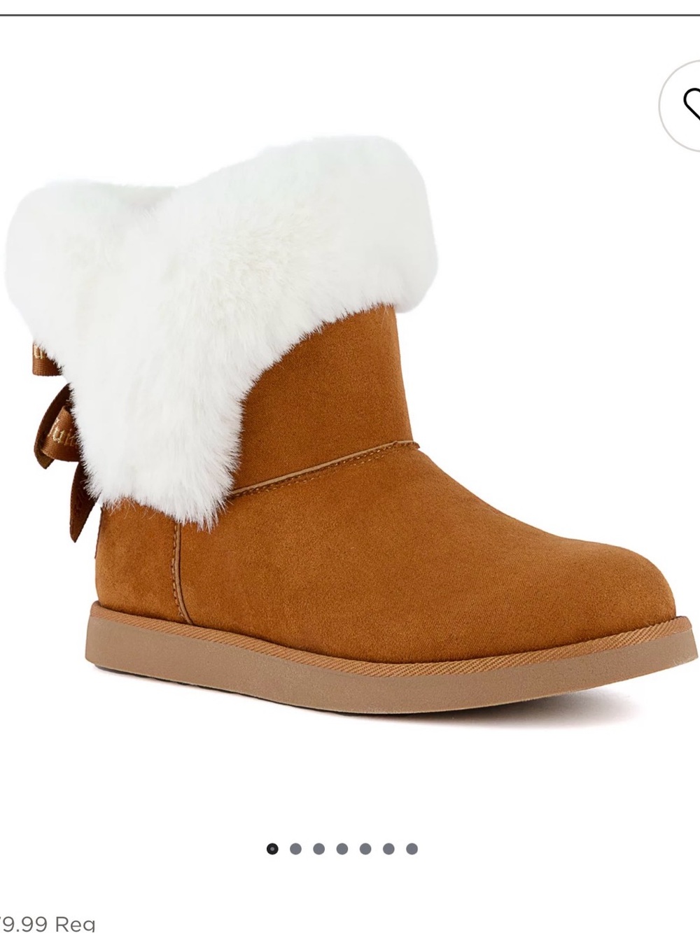 Juicy Couture Cognac Micro/Fur Ankle Boot with White Fur Cuff